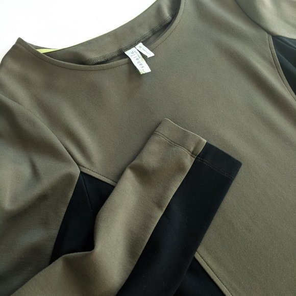 Sahalie Ponte Longsleeve Colorblock Dress Olive - Picture 2 of 7